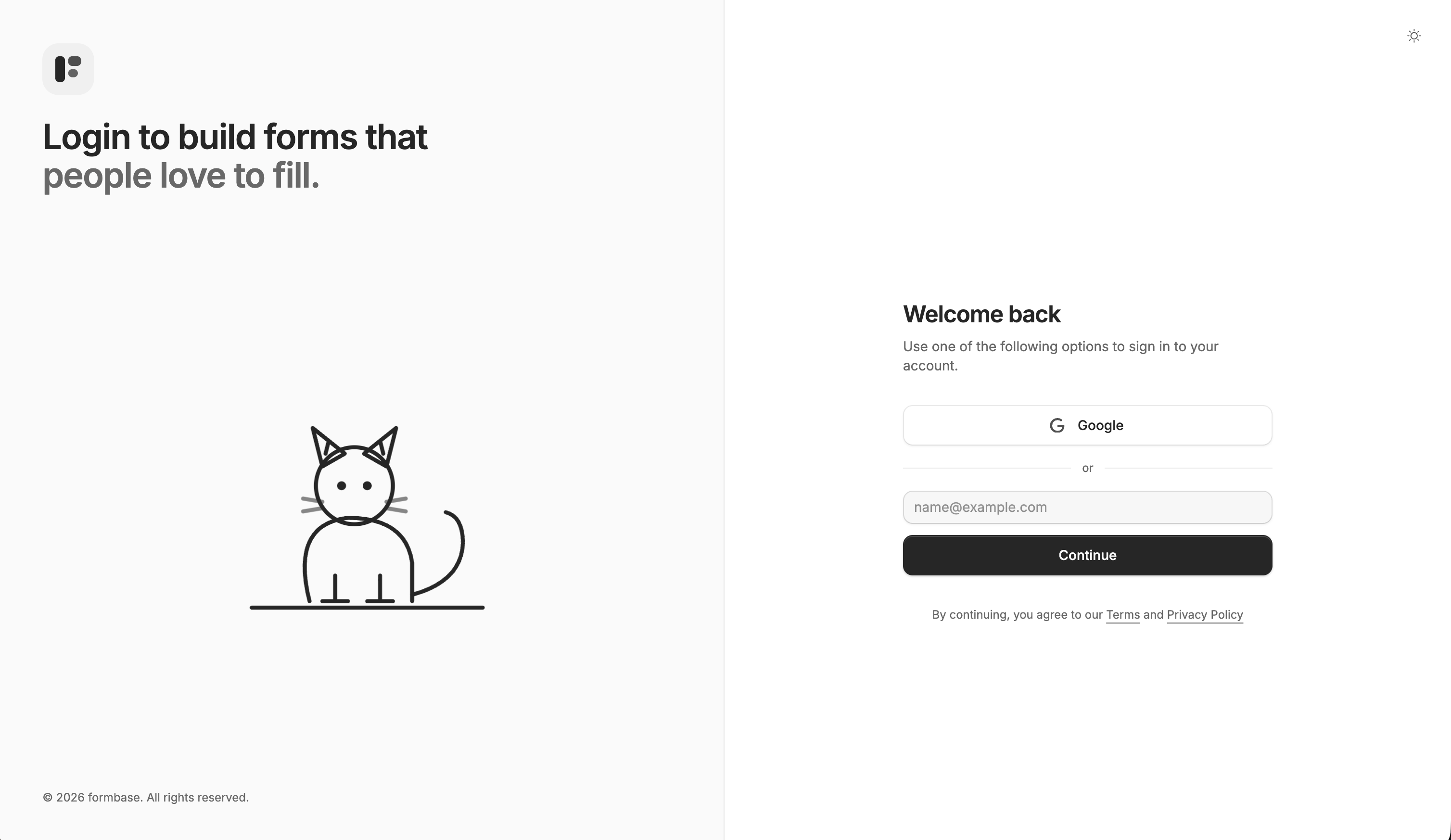 Login page